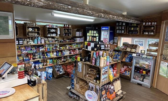 camping shop with local produce, alcohol, snacks and drinks